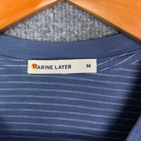 Marine Layer Henley Shirt Men‎ Sz Medium Striped Long Sleeve Pullover - Picture 8 of 9